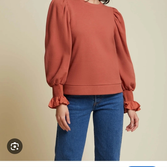 Nation Ltd Cecil Sweatshirt With Smocking Puff Sleeves In Size Small - Picture 10 of 10